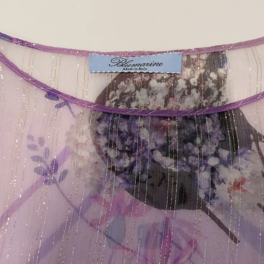 Blumarine Sheer Silk Bell Sleeve Top NWOT - Picture 4 of 8